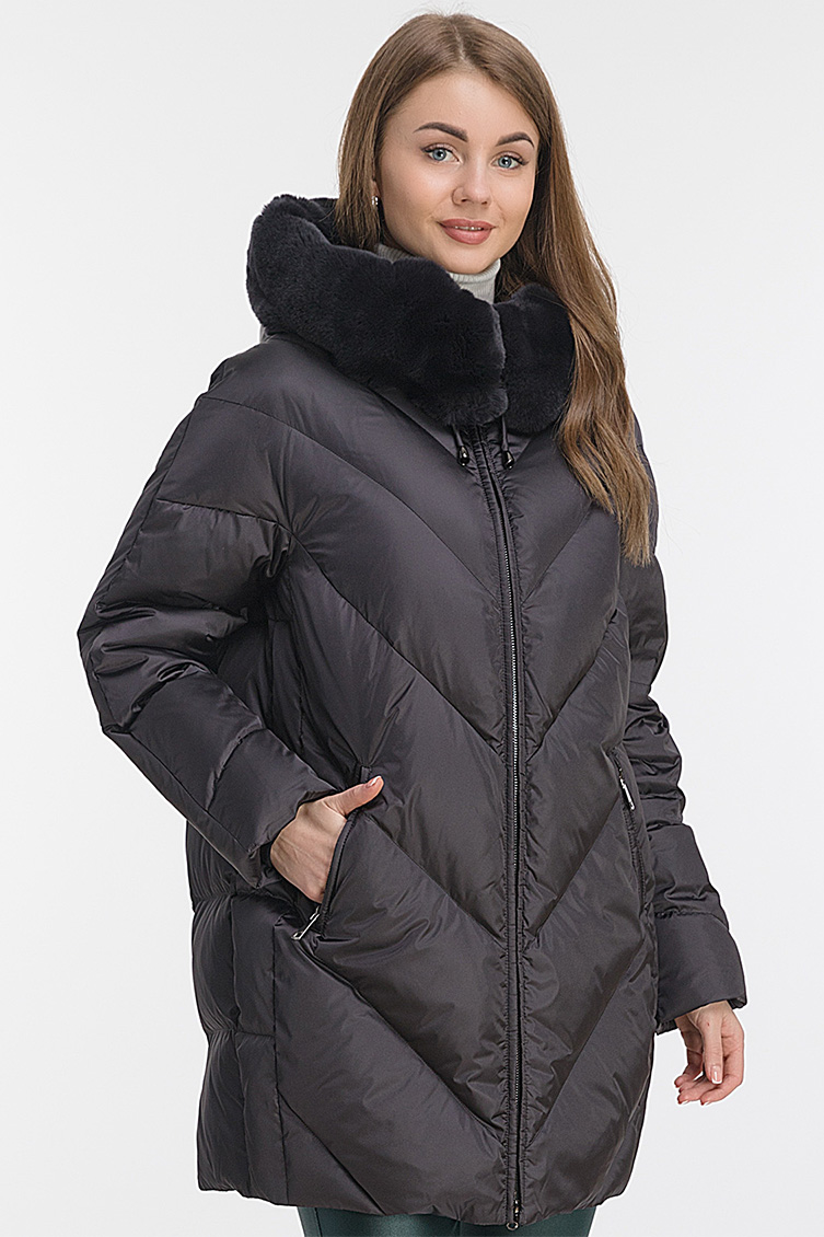 Зимнее женское утепленное пальто с капюшоном